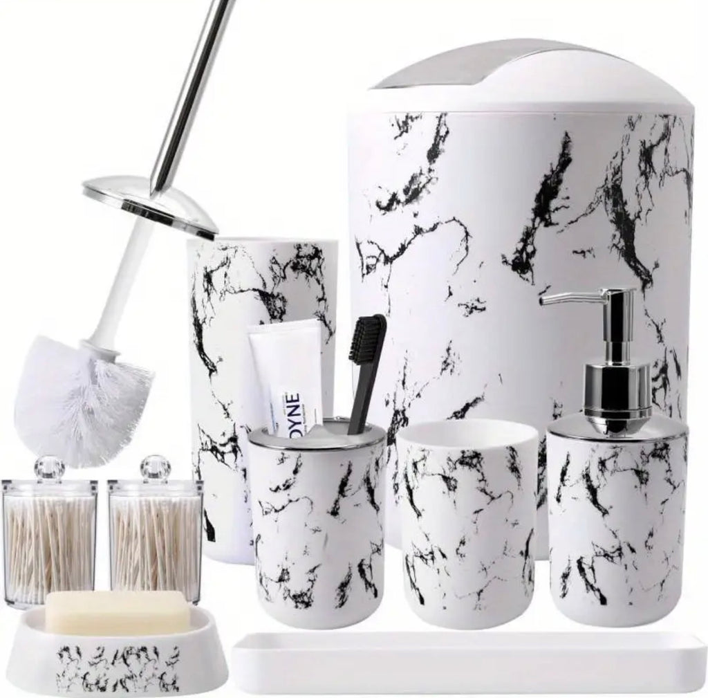 Marble Patterned Bathroom Set