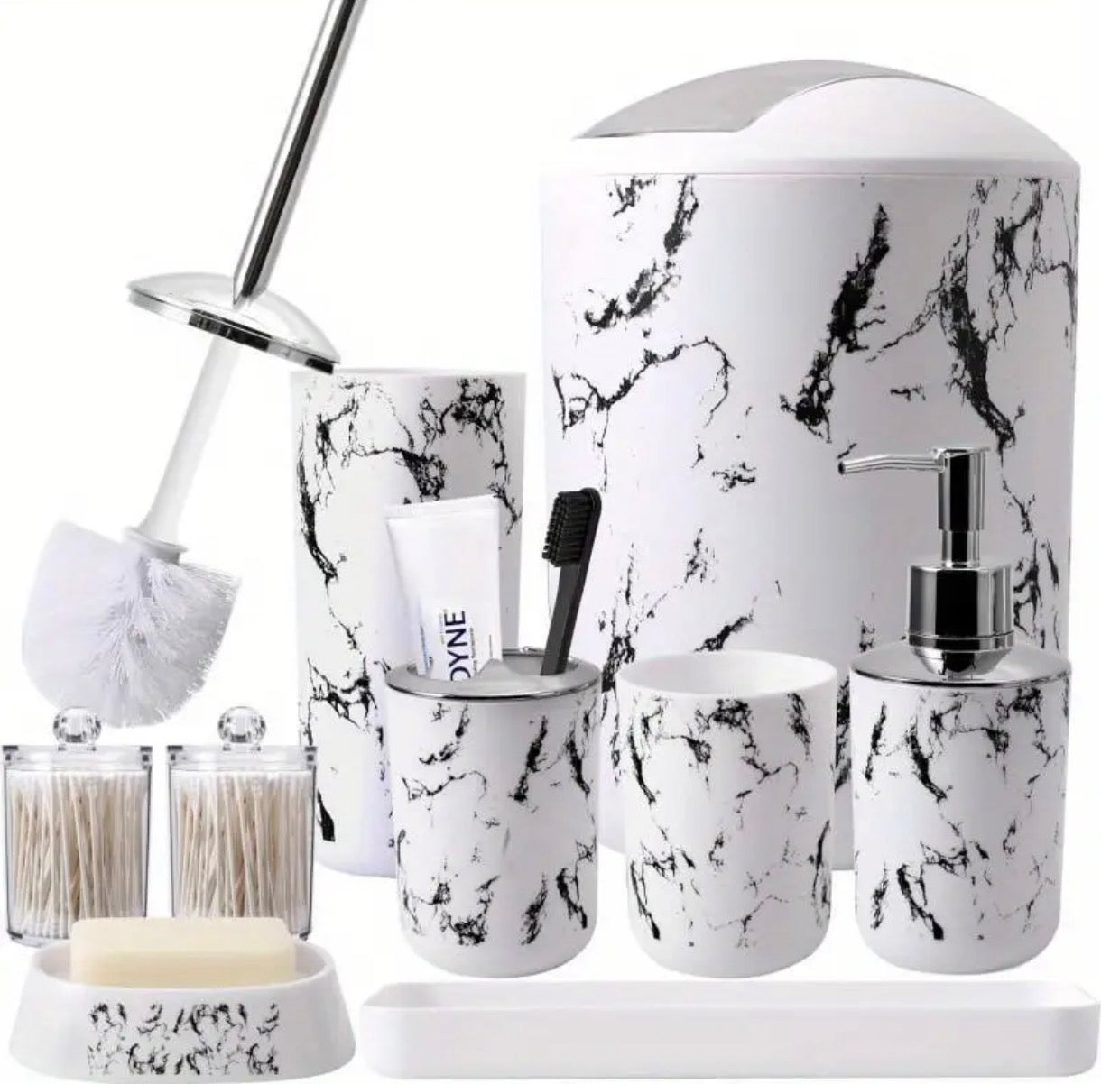 Marble Patterned Bathroom Set