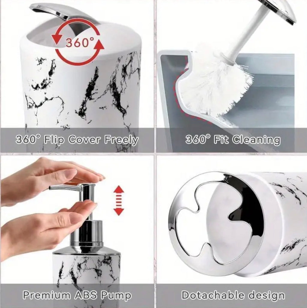 Marble Patterned Bathroom Set