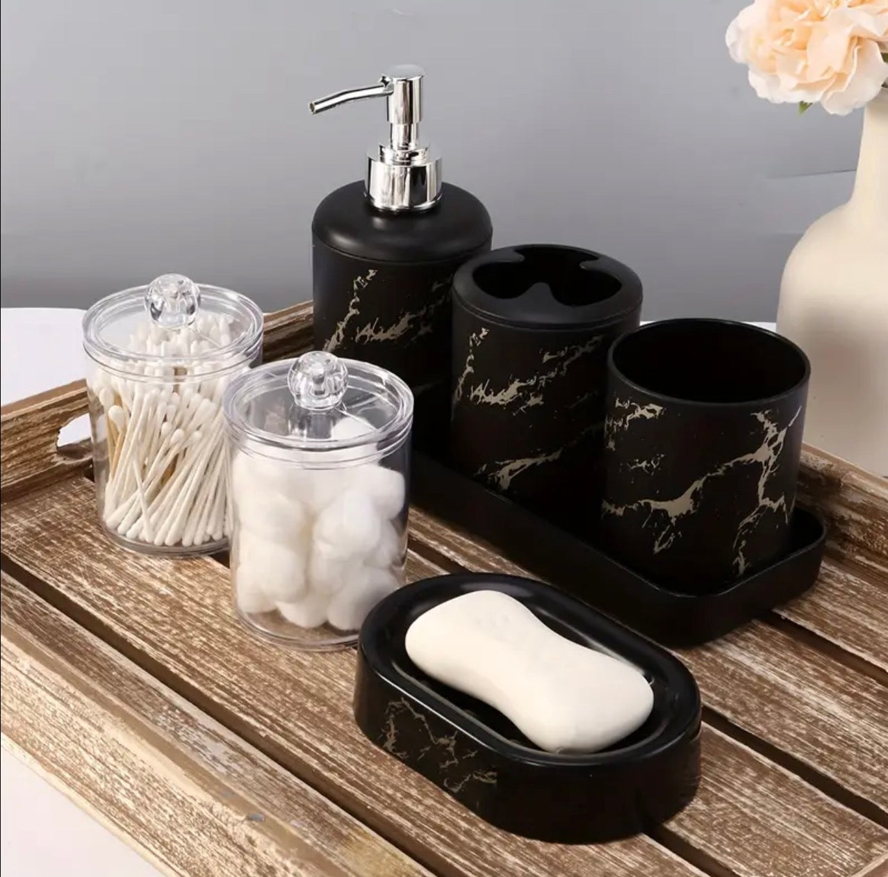Marble Patterned Bathroom Set