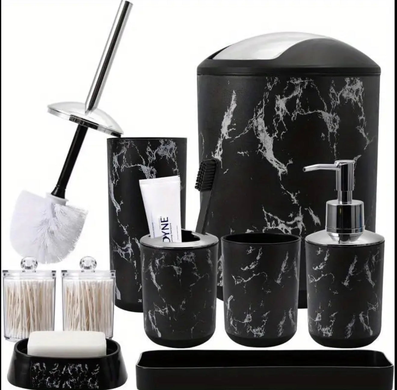 Marble Patterned Bathroom Set
